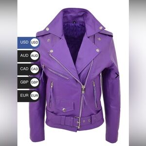 NWT Women's Purple Faux Leather Jacket